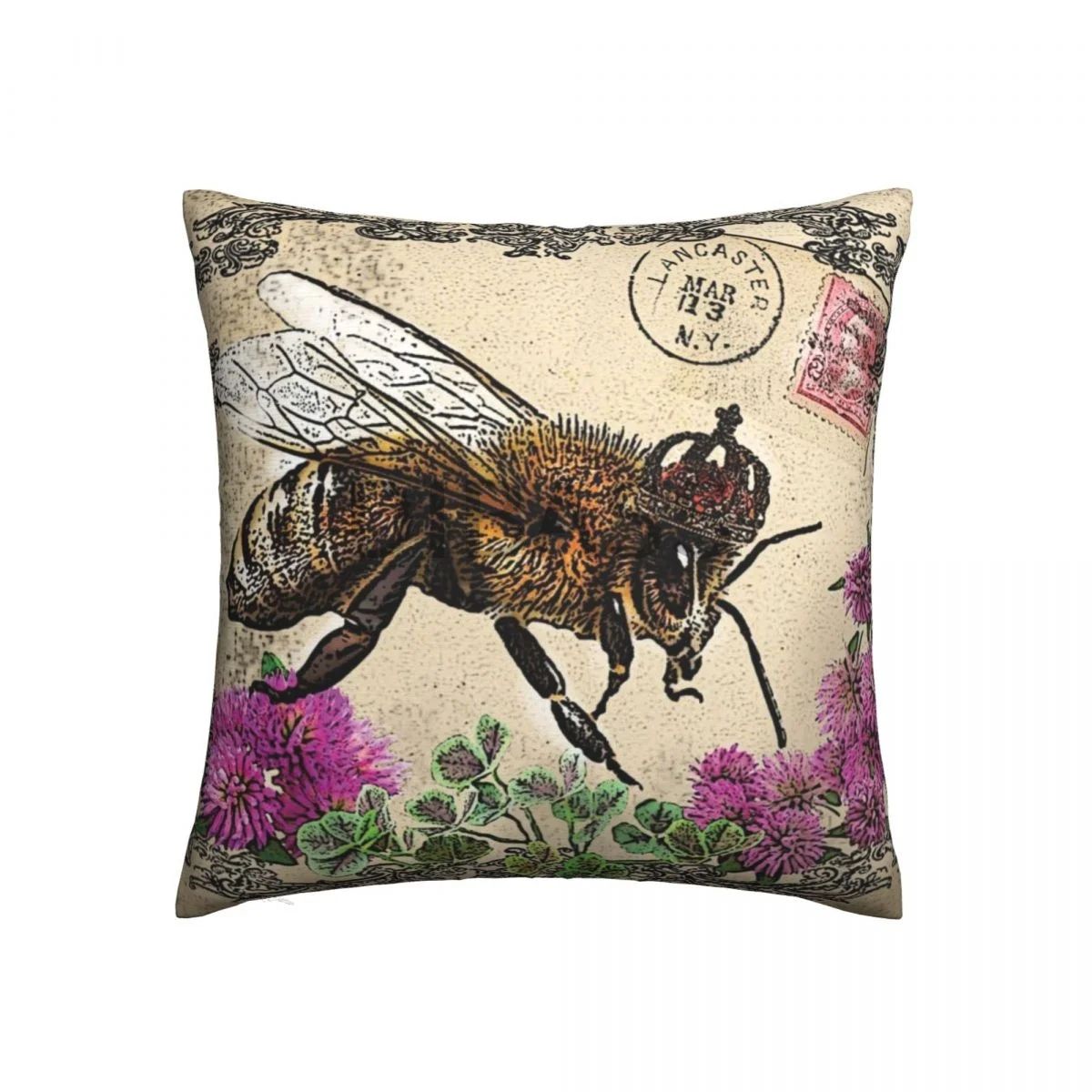 

Bee And Pink Clover - Floor Pillow Throw Pillows for sofa