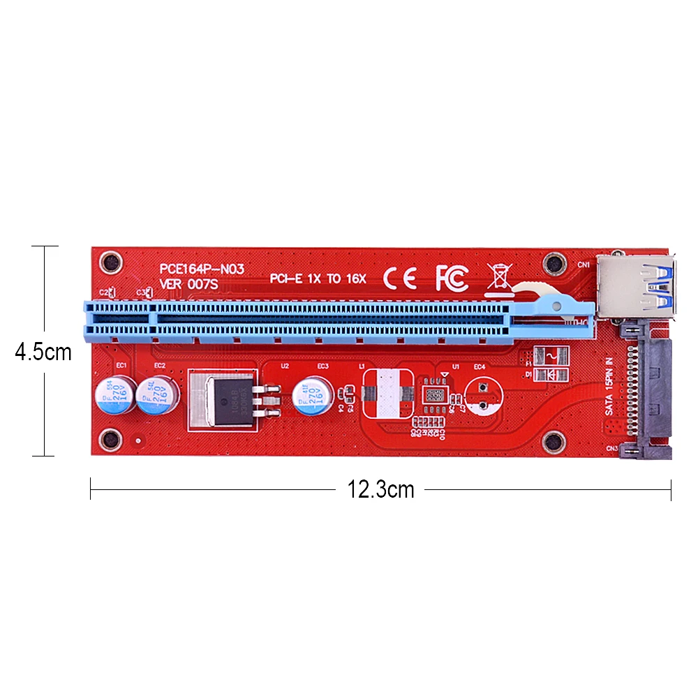 CHIPAL VER007S PCI E Райзер карта 007S Express 1X до 16X расширитель 15 контактов SATA Power 100 см 60 USB 3 0