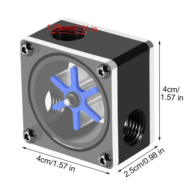 Flow Meter Indicator G1/4 Threaded 6 Impeller 3 Ways for Pc Computer Water Cooling System | Компьютеры и офис