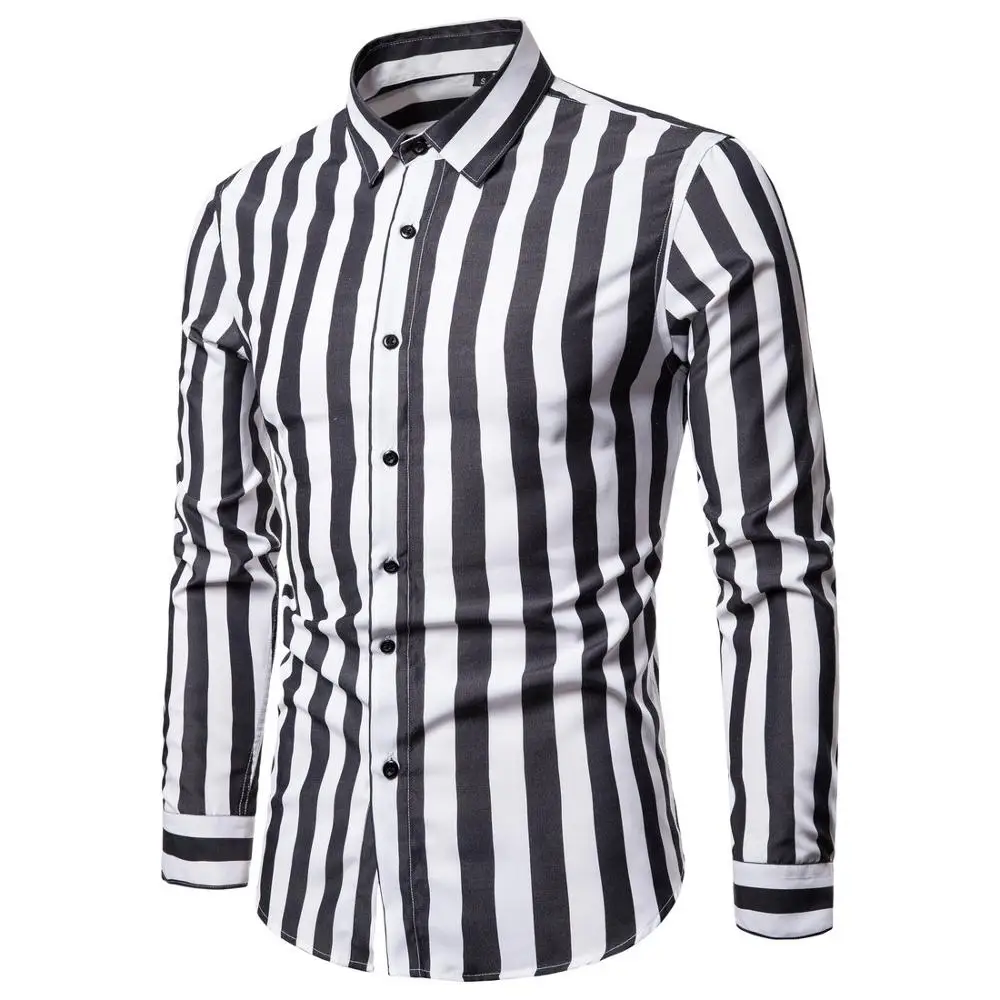 Мужские рубашки с длинным рукавом Повседневные Элегантные хлопковые мужские