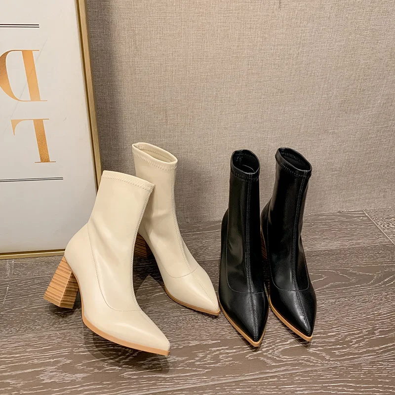 

Женские ботинки на высоком каблуке, роскошные дизайнерские ботинки, женская обувь, зимняя обувь на шпильке, модная осенне-зимняя женская об...