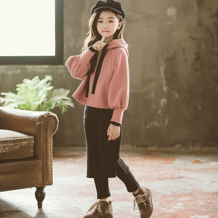 Свитер для девочек на осень и зиму Детские свитшоты повседневные Бархатные Топы