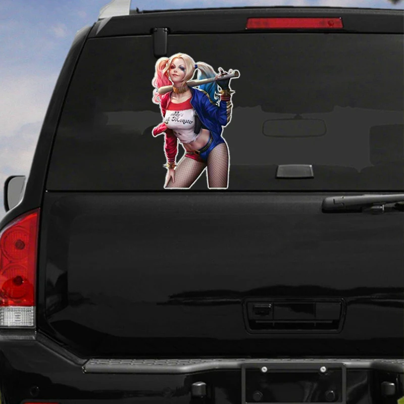 

13cm X 9cm for Suicide Sqaud Quinn Anime Car Stickers Vinyl JDM Bumper Trunk Truck Graphics DIY Fine Decal Waterproof PVC