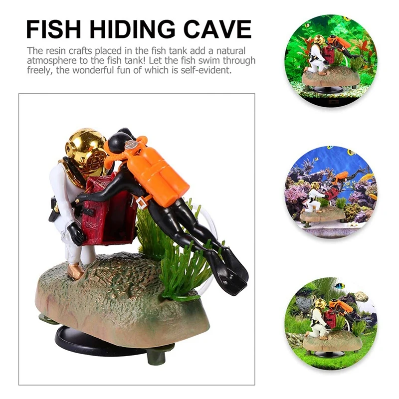 Aquarium Treasure Chest Diver Floating Fish Tank Landscape Ornament Decoration | Дом и сад