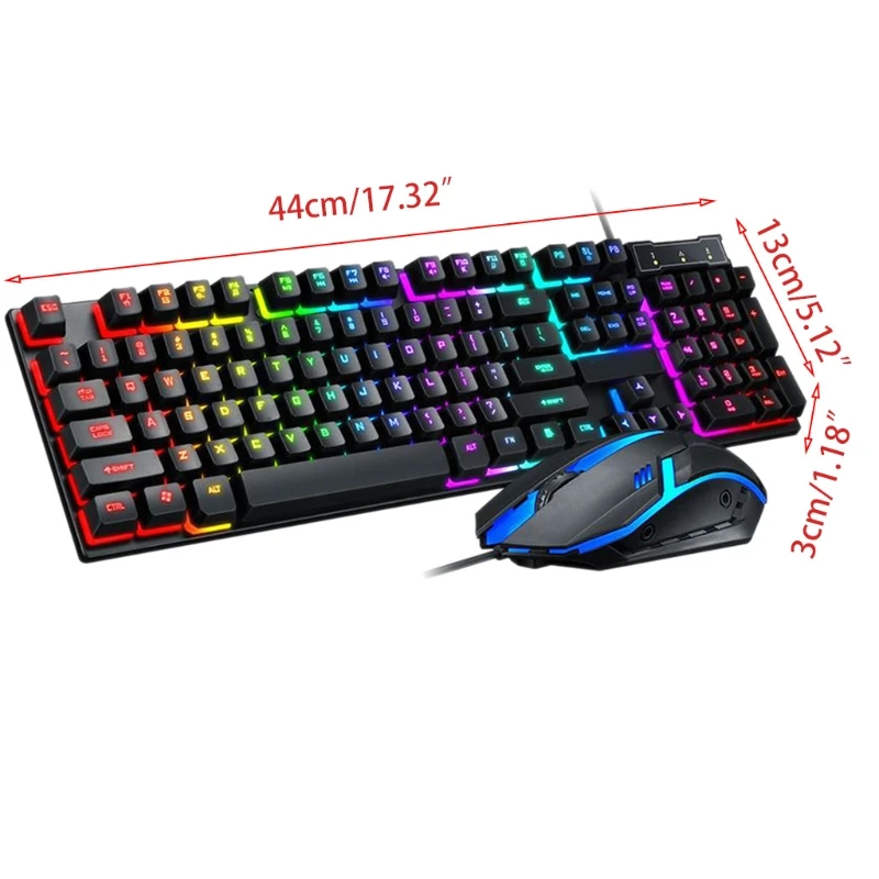 

Tf200 Gaming Mechanical Keyboard Mouse Set Rainbow Backlight Wired Mix Backlit Keyboard 104 Keys Anti-ghosting For Gamer Pc