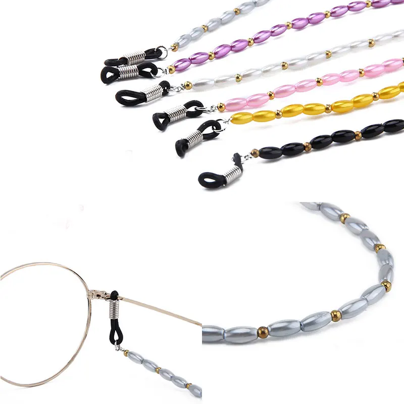 Одноцветные очки с искусственным жемчугом и бусинами цепочка ремешки для очков