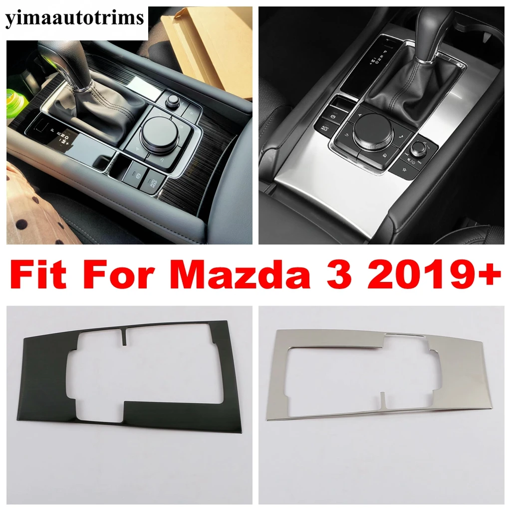 

Car Central Console Gear Shift Box Panel Cover Trim For Mazda 3 2019 - 2021 Stainless Steel Black Brushed / Silver Accessories
