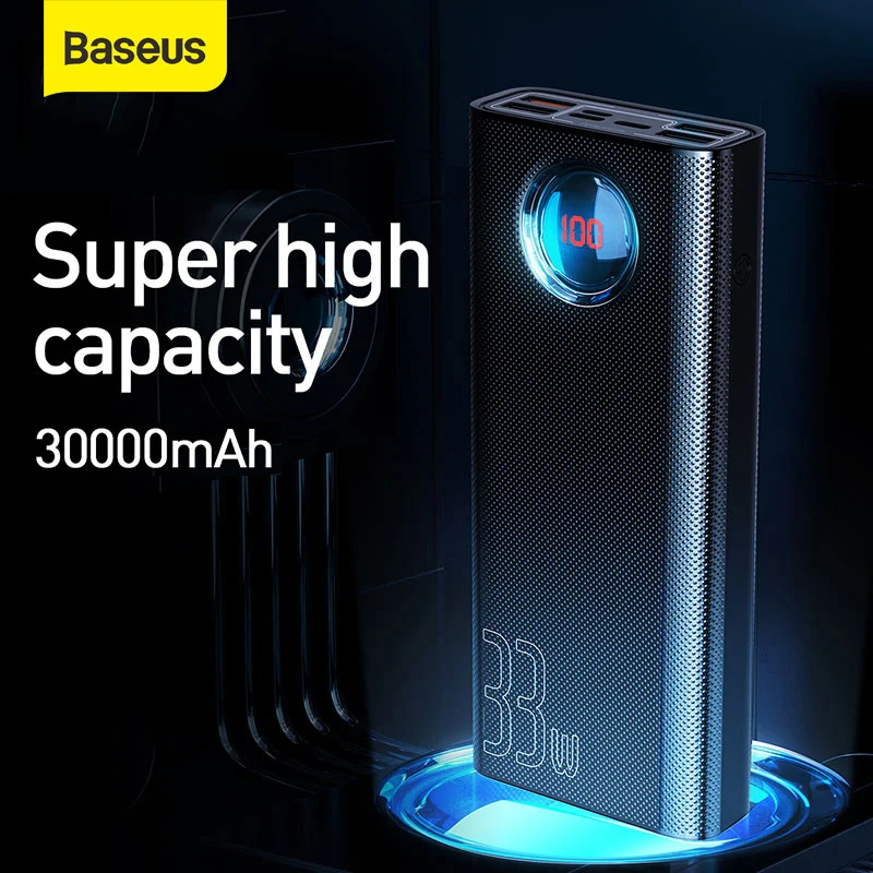 Baseus 30000mAh PowerBank QC 3.0 USB PD Быстрое зарядное устройство 33W Power bank Зарядное для телефона