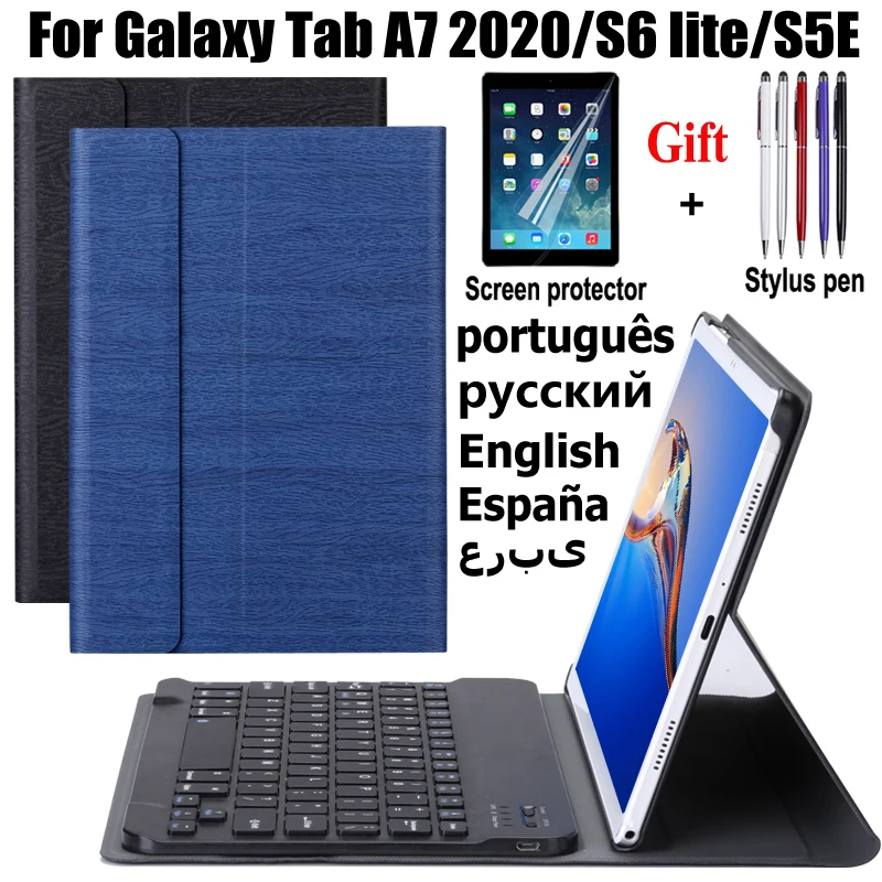 Кожаный чехол с клавиатурой для Samsung Galaxy Tab A7 2020 S6 lite 10 4 s5e 5 Bluetooth клавиатура|Чехлы