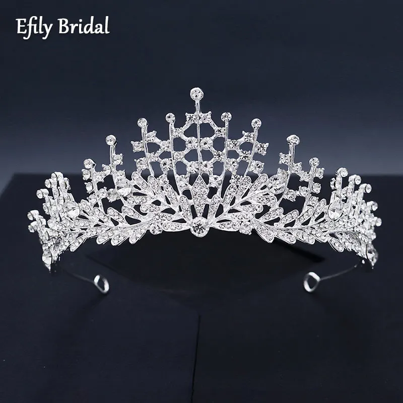 

Efily Rhinestone Tiara Wedding Hair Accessories Bridal Headwear Crystal Tiaras and Crowns Headpiece Hair Jewelry Bridesmaid Gift