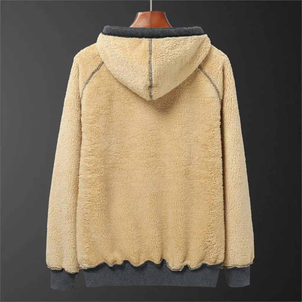 

Winter Thicken Hooded cotton winter new plus cashmere men's casual lamb cashmere plus size Hoodie Plush coat L-8XL streetwear