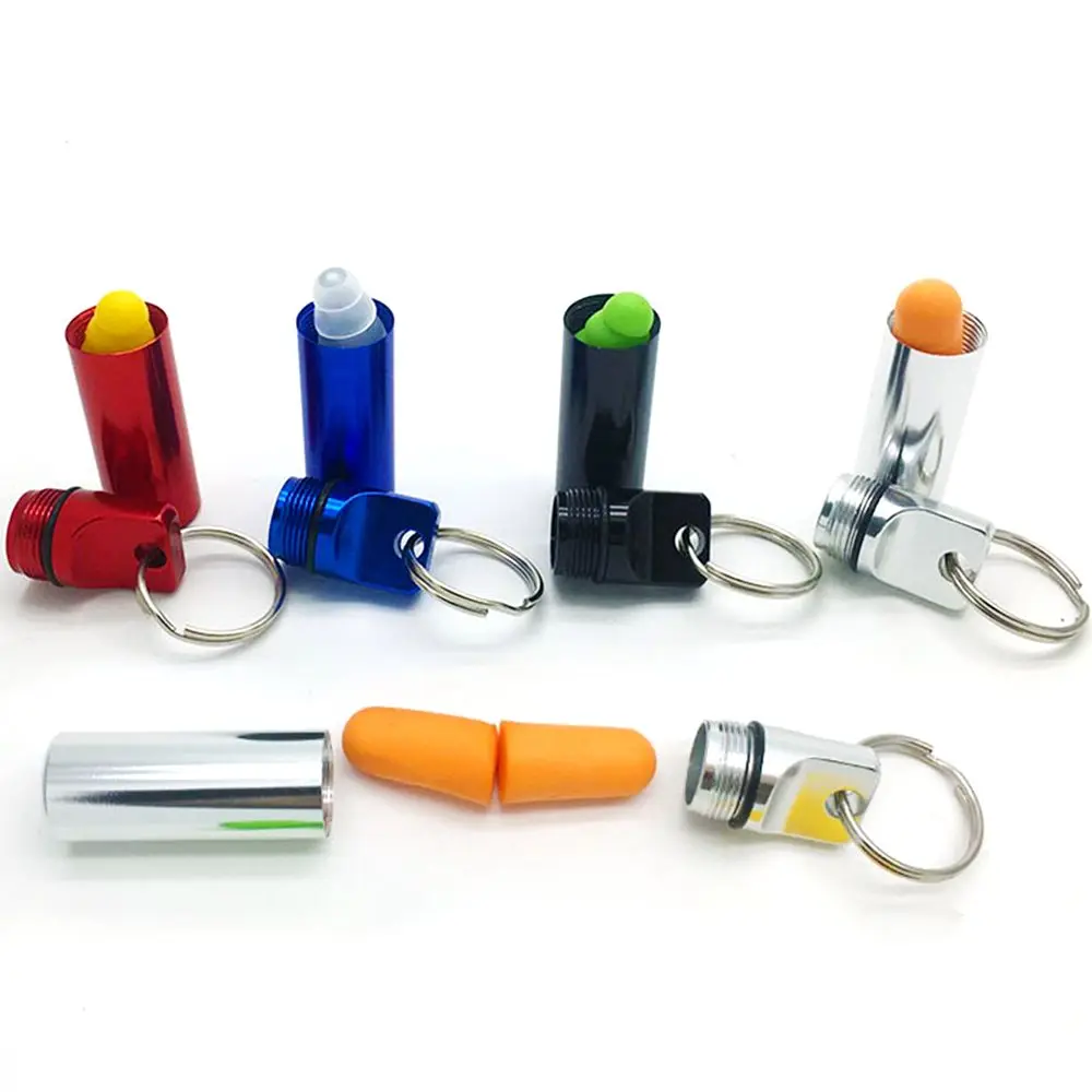 

Oval Metal Aluminum Cartridge Ear Plugs Box Portable Cylindrical Sealed Medicine Storage Cans Alloy Drug Container With Keychain