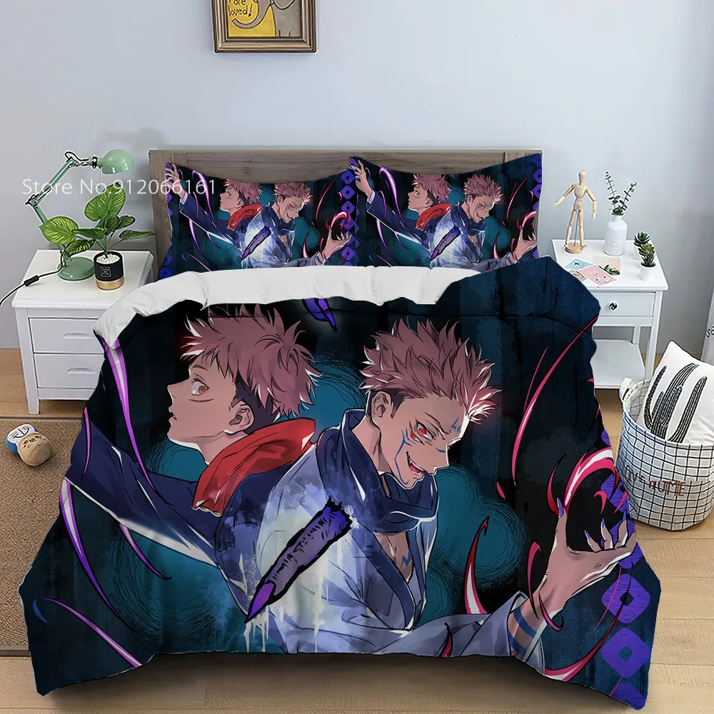 

Anime Jujutsu Kaisen Bedding Set Japan Animation Bed Line For Kids Teen Duvet Cover Home Textile Bed Cover Set Pillowcase
