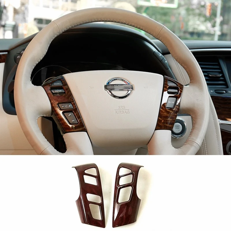 

Car Styling Steering Wheel Decoration Trim Peach Wood Sticker For Nissan Patrol Y62 2013-2016 2017 2018 2019 Car Accessories
