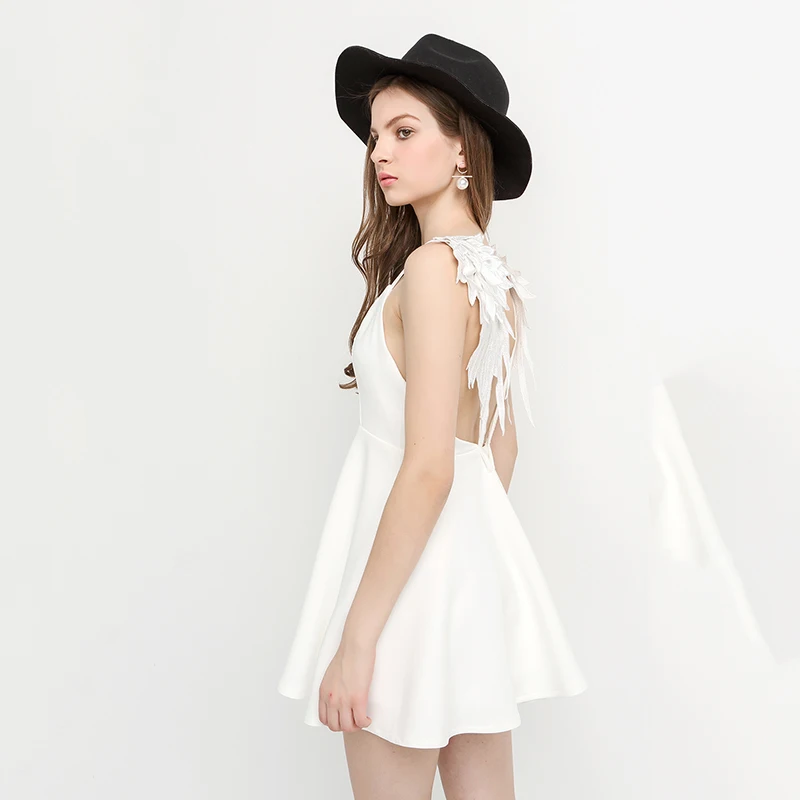 

Beach Angel Wings Wings Sling Dress Be Careful Halter A-line Skirt Dress Short Skirt