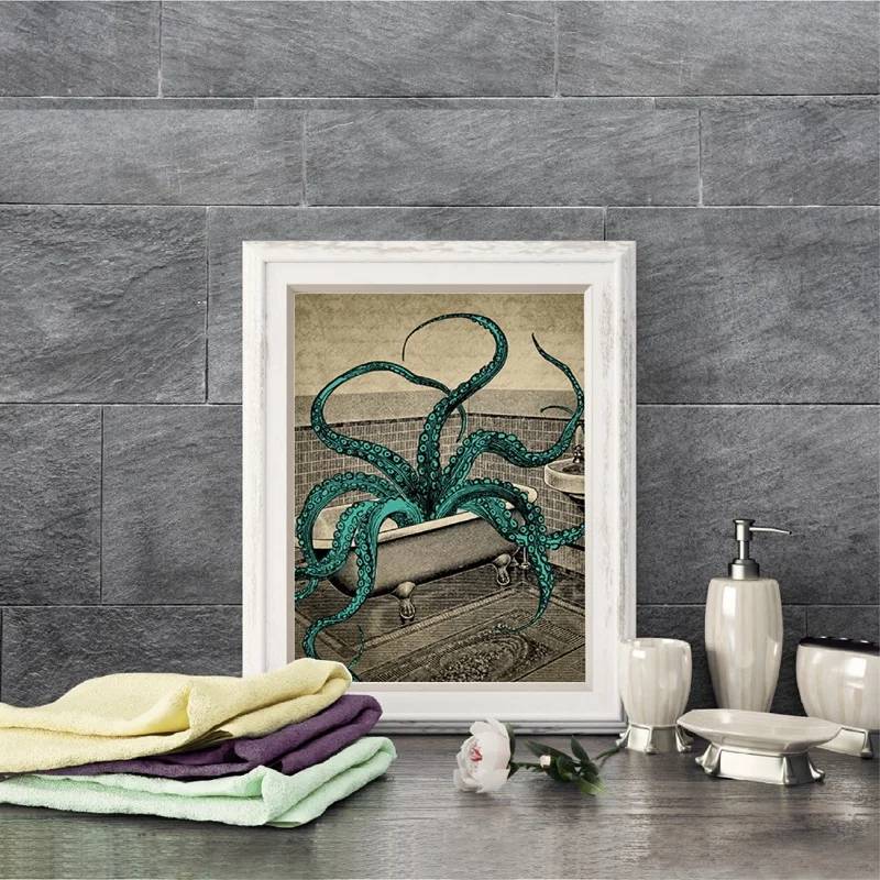 Настенная Картина на холсте в скандинавском стиле принты Осьминог Декор для