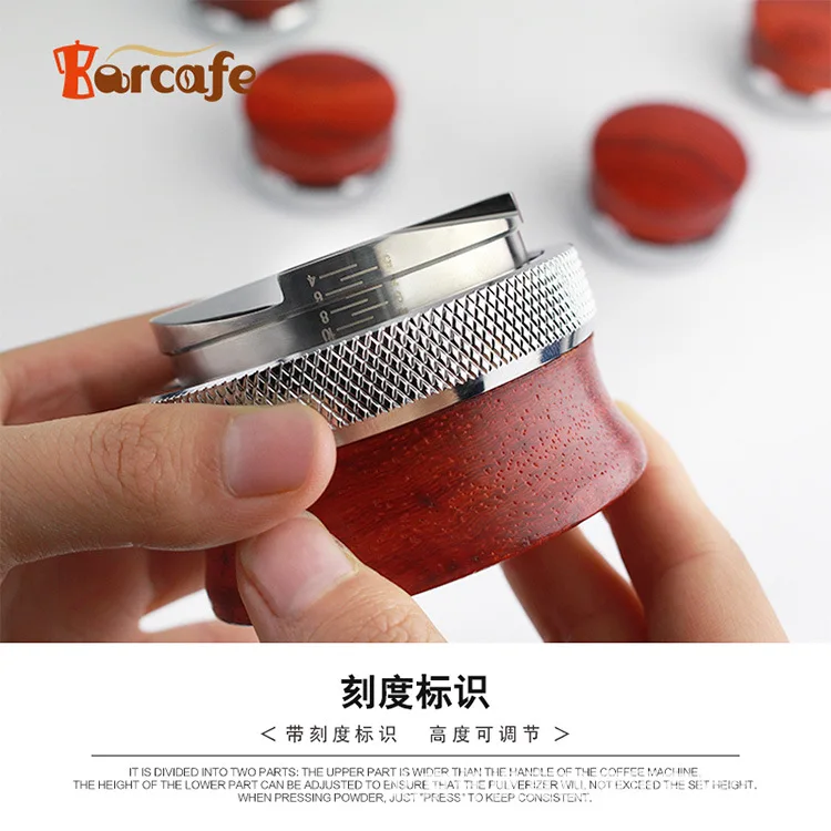 

Espressodistribution tool coffee distributor 304 stainless steel powder press cloth solid wood powder hammer 51/53/58mm