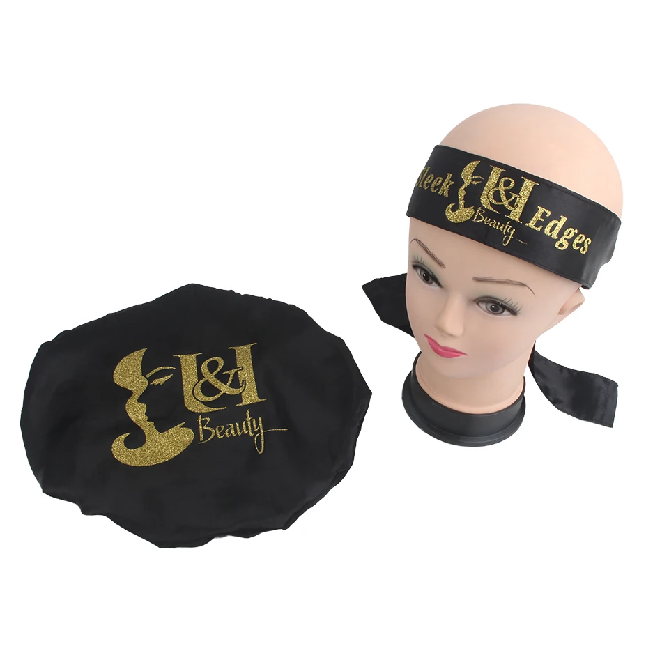 Logo Custome 2 слоя атласные шелковые спальные бонеты, фронтальная повязка на голову, Завязывающийся галстук, женские накладные волосы для наращивания, парики, капот