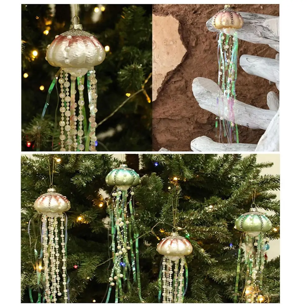 Adornos de medusas para &aacute;rbol de Navidad, decoraci&oacute;n de fiesta con tema de sirena, medusas colgantes debajo del mar, decoraciones para fiesta de cumplea&ntilde;os-5