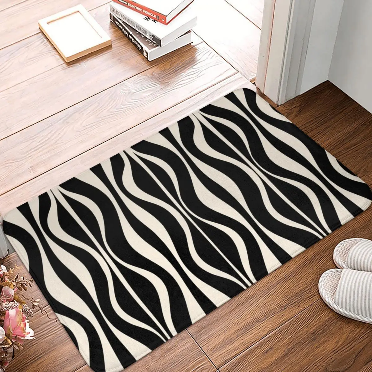 

Black And Almond Cream Pattern Doormat Carpet Mat Rug Polyester PVC Non-Slip Floor Decor Bath Bathroom Kitchen Balcony 40*60