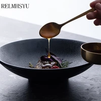 1pc relmhsyu japanese style retro black frosted salad noodle dinner bowl household tableware