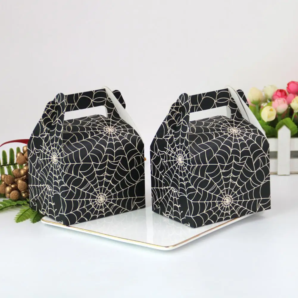 

AsyPets 50pcs Black Candy Box Halloween Spider Web Pattern Gift Box