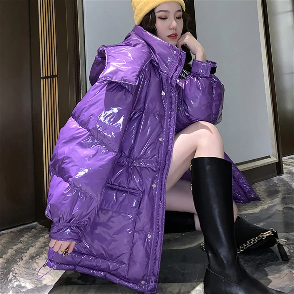 

Куртка на белом утином пуху, новинка зимы 2021, яркая куртка в стиле Харадзюку, пальто, корейская Свободная Женская Толстая парка средней длин...