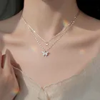 Женское Двухслойное ожерелье с подвеской-бабочкой