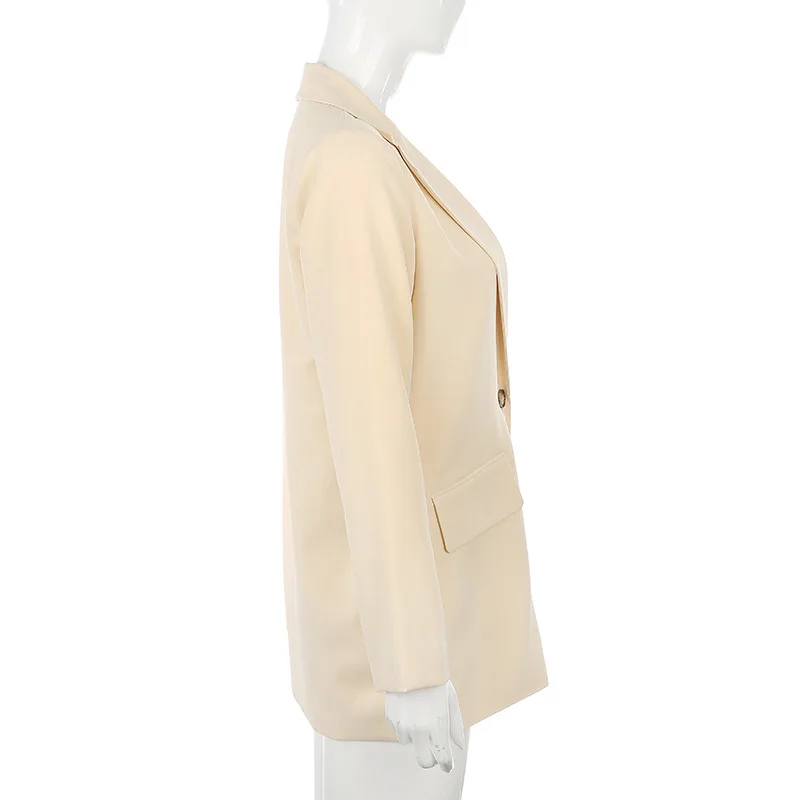 Spring Autumn Blazers Women Fashion Solid Color Suit Personality Single-breasted Loose Long Sleeve Blazer Suits Coat Outerwear