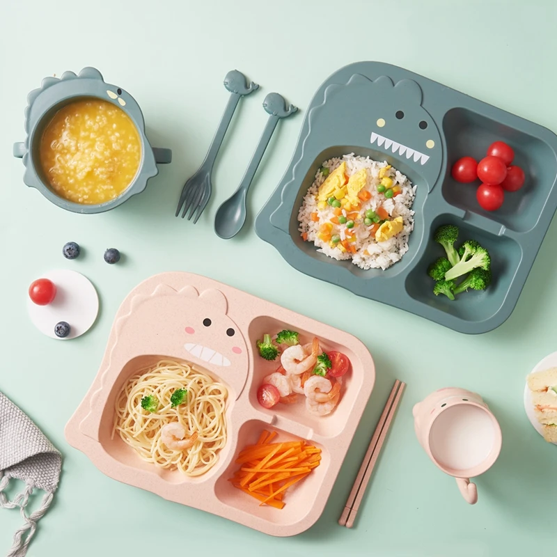 6 шт. детские столовые приборы из бамбукового волокна|Тарелки| |