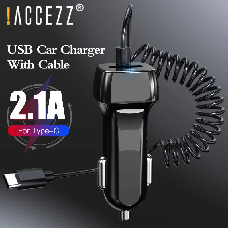 

!ACCEZZ Mobile Phone Car Charger With USB Cable Universal Micro USB C Lighting Cable For iPhone Samsung Xiaomi Car Phone Adapter