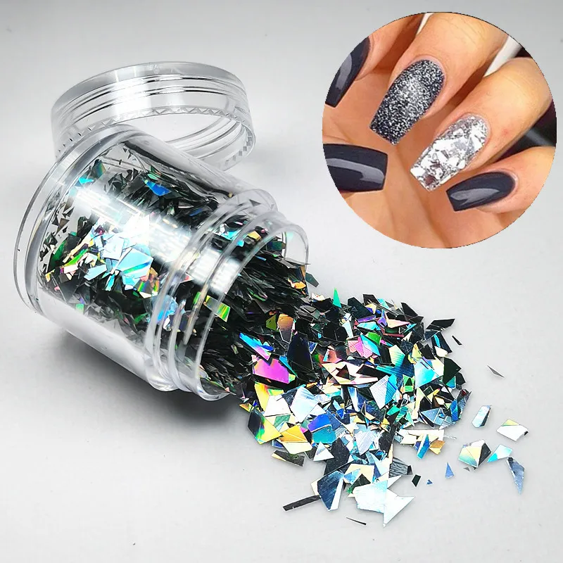 

1box Holographic AB Nail Glitter Flakes Shell Sparkly Sequins Irregular Paillette DIY Gel Polish Manicure Nail Art Decorations