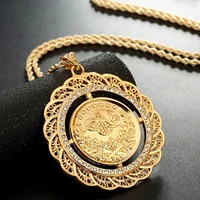 turkish coin pendant necklace slid chain gold plated men women chain necklace arabic totem design royal wedding jewelry