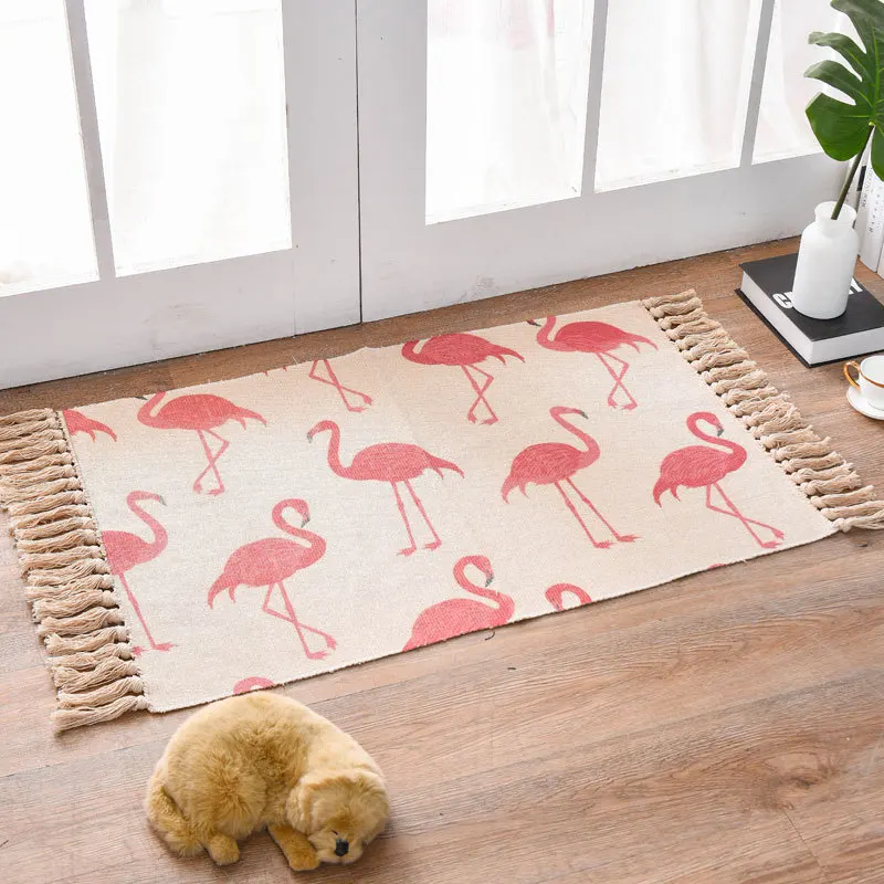 

Kids Room Area Rugs Nordic Handmade Tassel Non-slip Carpet Cartoon Pattern Floor Mats Bed Besides Carpet Doormat Home Decor