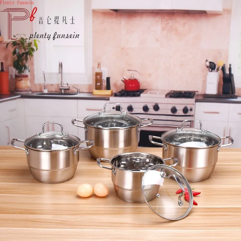 Стальная кастрюля для супа немагнитные горшки утолщенный отпариватель дома из