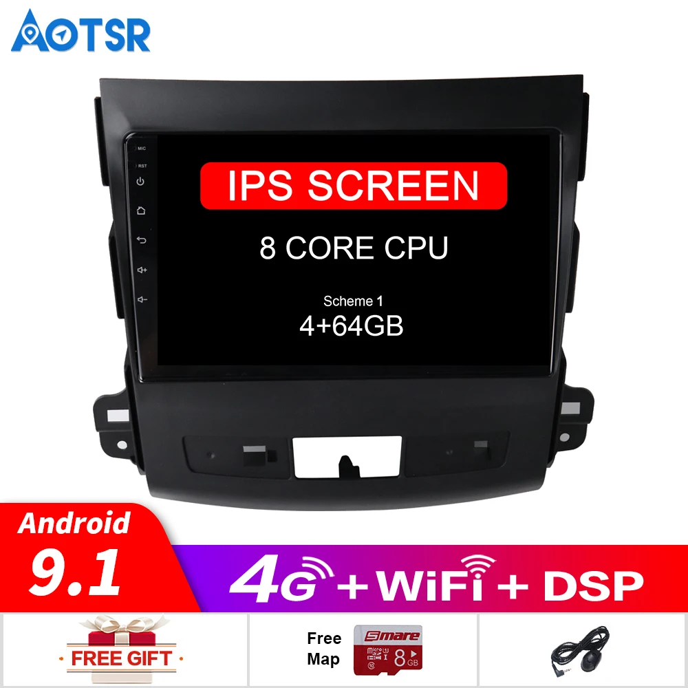 Автомагнитола 2DIN 4 + 64 ГБ Android 9 0 4G мультимедийный плеер GPS навигация для Mitsubishi Outlander