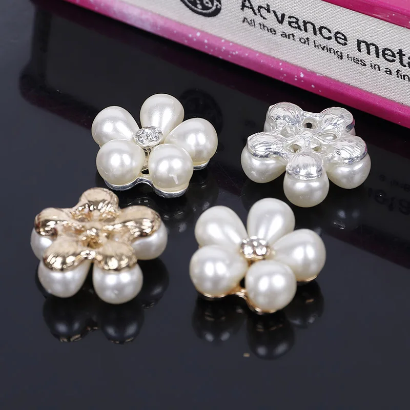 2016New 50 шт в наборе Жемчужный Цветок из горного хрусталя пуговицы для украшения DIY