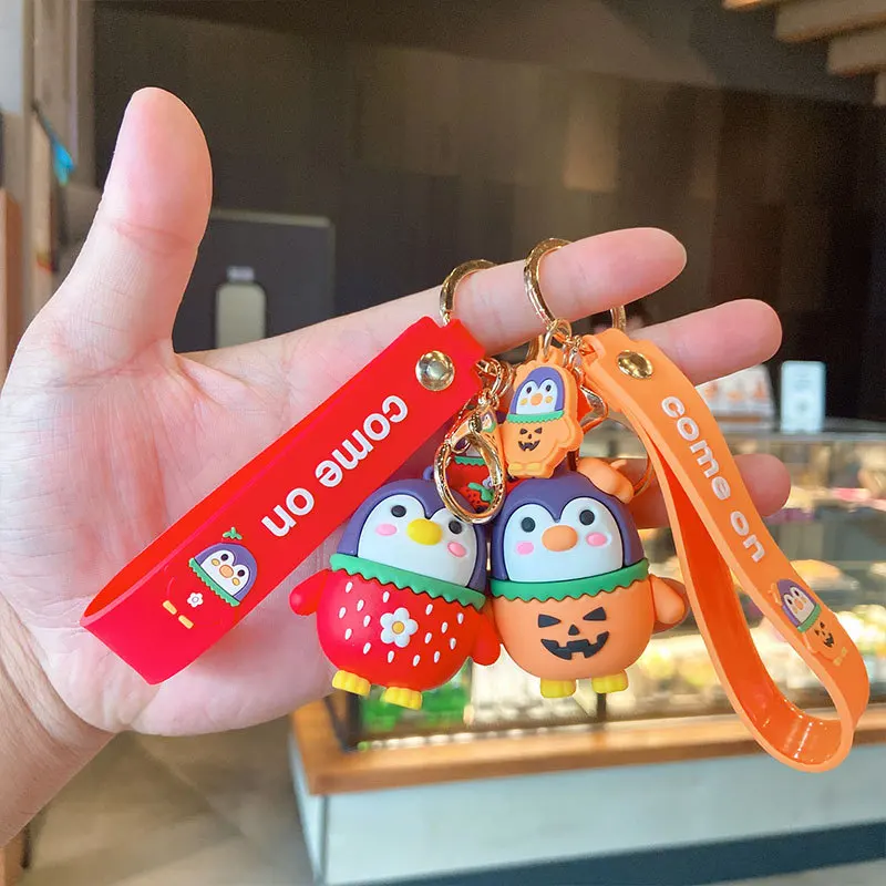 

Keychain Cartoon Christmas Penguin Cute Doll PVC Schoolbag Key Car Silicone Couple Accessories