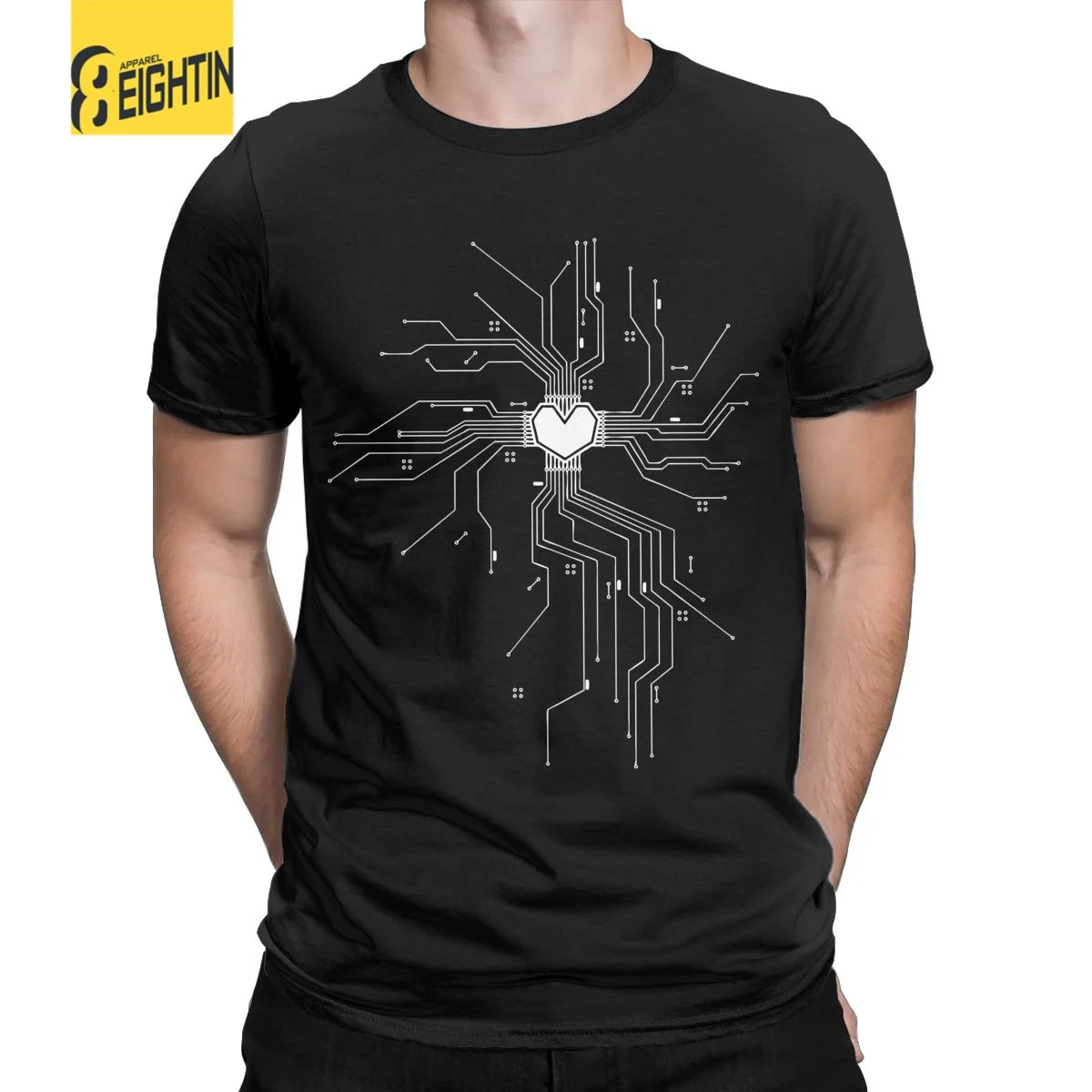 

Casual Heart Of A Tech Nerd Processor Computer Core CPU T-Shirt for Men Crew Neck Cotton T Shirts Short Sleeve Tee Shirt Clothes