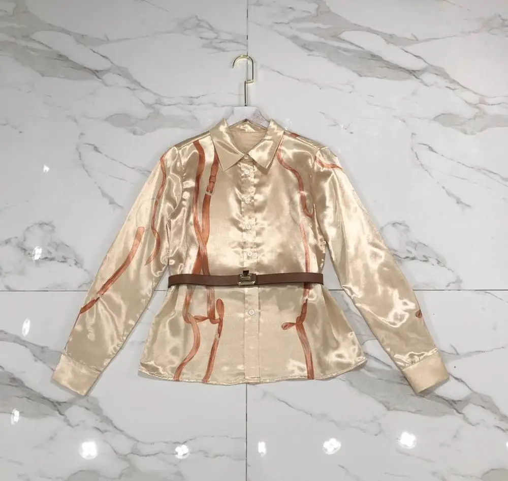 

Ladies Autumn Elegant Two Piece Set Runway Women Long Sleeve Single-breasted Shirt Tops + Pleated Long Skirt 2 piece set OL Suit