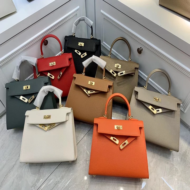 

free shipping 2020 the new style gold hardware genuine cow leather women handbag one shoulder bag crossbody bag 22cm 8 color