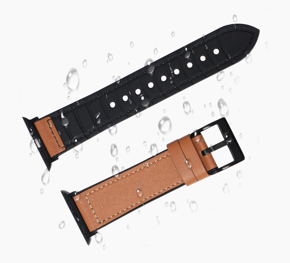 

Silicone+Leather Strap for Apple watch band 44mm 40mm 45mm 41mm iWatch 6 Watchband Apple watch Series 7 SE 6 Bracelet