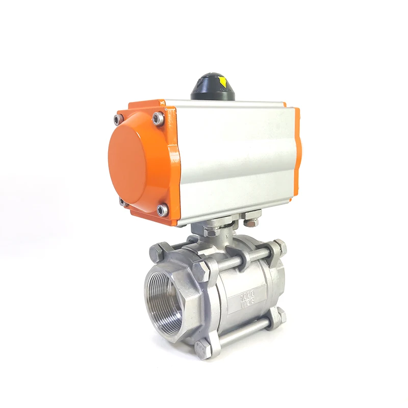 

3/4" Three Piece High Platform Pneumatic Ball Valve Stainless Steel Pneumatic Ball Valve Q614F-16P Double Acting Cylinder