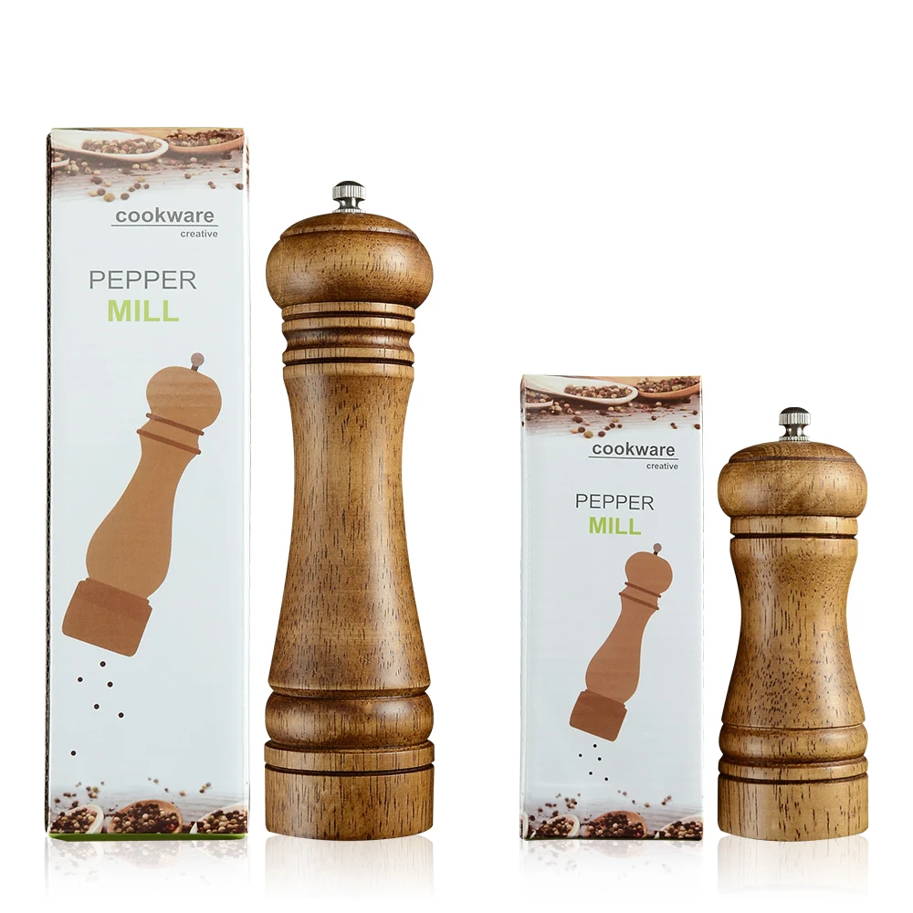 

Classical Oak Wood Pepper Spice Mill Grinder Set Kitchen Handheld Seasoning Mills Grinder Ceramic Grinding Core BBQ Tools Set