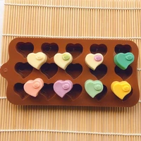15 cell heart swirl chocolate box candy silicone bakeware mould cake wax melt mold