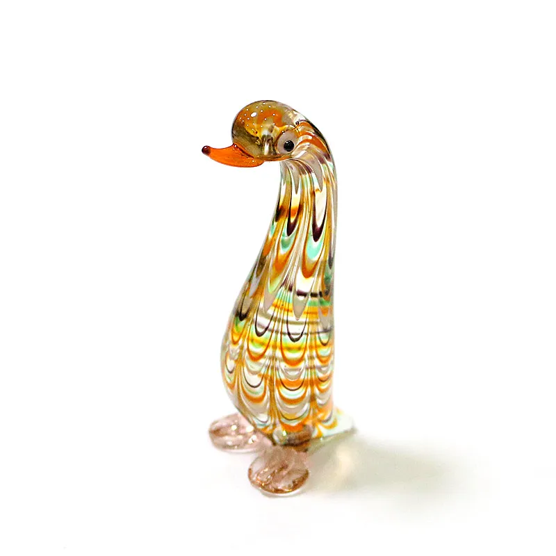 Миниатюрные стеклянные фигурки уток ручной работы поделки украшения милые яркие