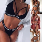 Сексуальные комплекты бюстгальтеров и трусиков, женские комплекты нижнего белья, женский модный женский бюстгальтер, сексуальные стринги, комплект с буквами
