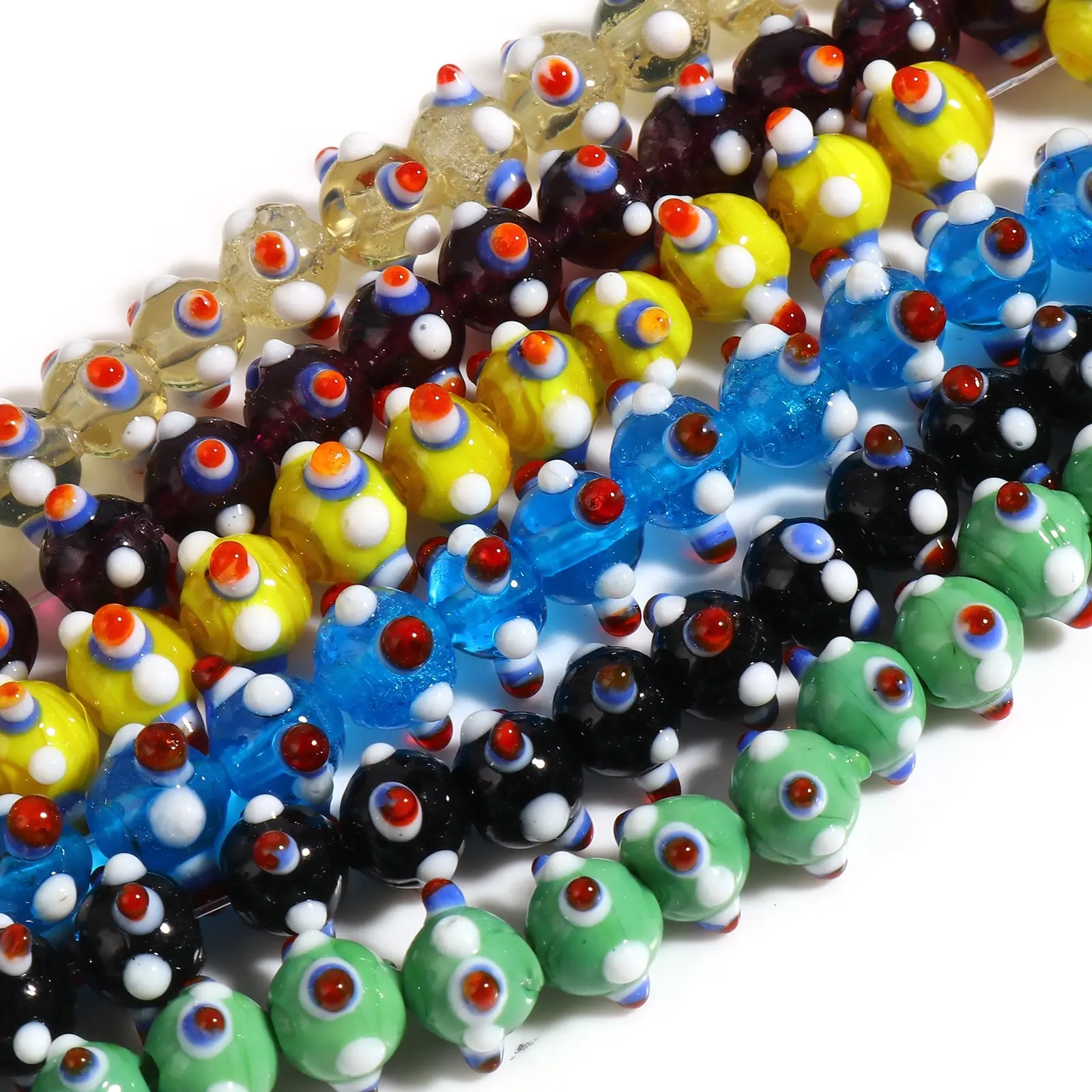 

10PCs 11mm Lampwork Glass Beads Round Ball Multicolor Loose Spacer Beads DIY Making Necklace Bracelets For Girls Women Jewelry