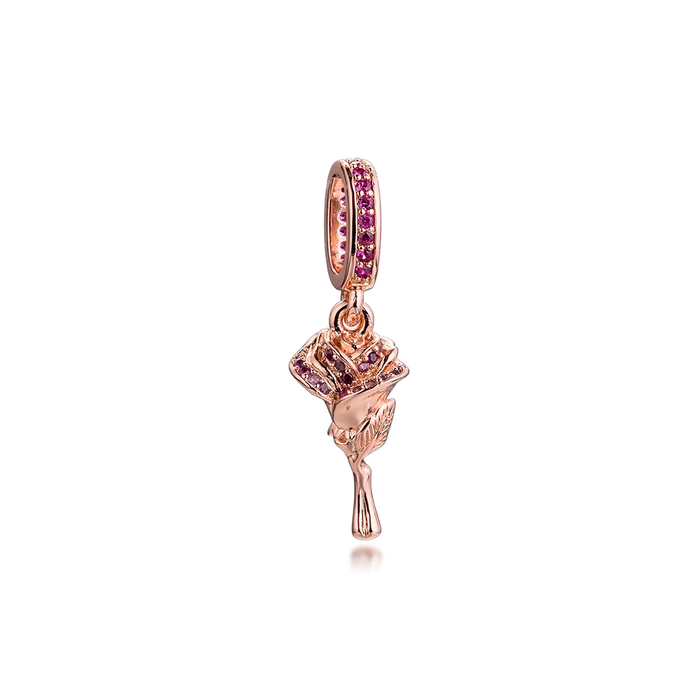 

Fit Bracelets Rose Flower Dangle Charm Silver 925 Original Beads for Jewelry Making Sterling Silver Charms Bead Kralen