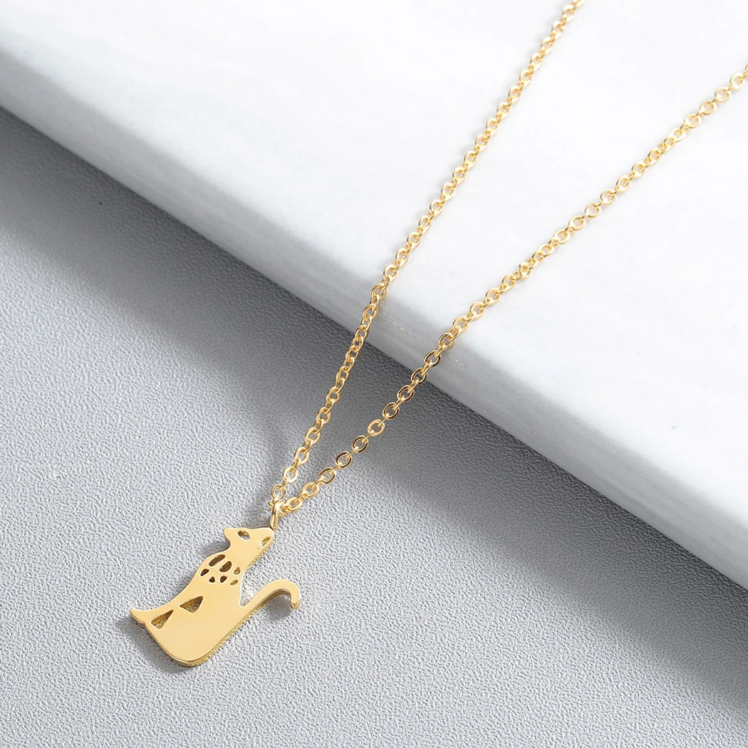 Kinitial New Cat Necklace Naughty Cute Lucky Pendant Kitten Charm for Girls Teens Women Jewelry | Украшения и аксессуары